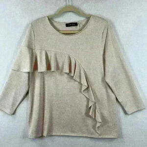 Ivanka Trump Women’s Blouse Top Large Champagne Pink Metallic Shine